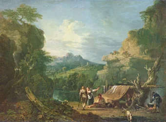 Paisagem com Banditti à volta de uma tenda