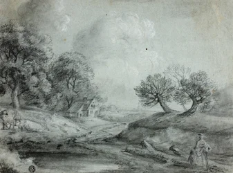 Paisagem com Mulher e Vacas (reto); Esboço de uma paisagem (verso)