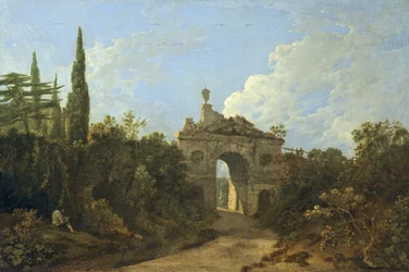 Arco arruinado em Kew Gardens, Surrey (óleo sobre tela)