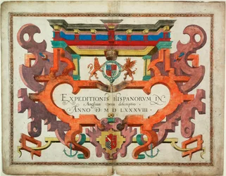 Página de título de "Expeditionis Hispanorum in Angliam vera descriptio anno domini MDLXXXVIII