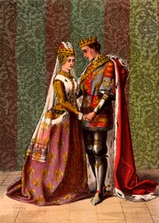 Henrique V, rei de Inglaterra, cortejando Catarina de Valois, ato V, cena II, "Rei Henrique V" de William Shakespeare