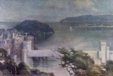 Conway from Benarth, Early Morning (cor litho)