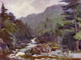 Ponte Mineira no Rio Llugwy (cor litho)