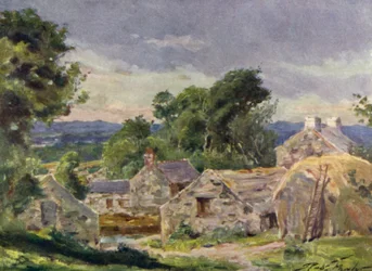 Welsh Farm, perto de Llanberis (cor litho)