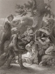 Duque de Monmouth, tomado após a Batalha de Sedgemoor. Extraído de The History of England, publicado em 1859.