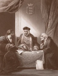 Henrique VII com Empson e Dudley, gravado por A.H. Payne (litho)