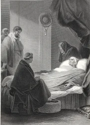 A Morte do Cardeal Wolsey, gravado por A.H. Payne (litho)