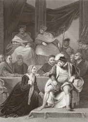 Julgamento do Casamento de Henrique VIII, gravado por A.H. Payne (litho)