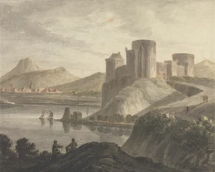 Castelo com Figuras numa Paisagem Clássica