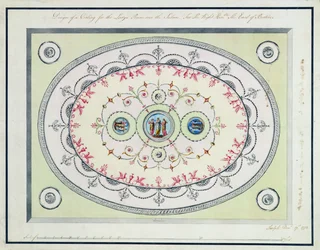Design para o teto no Ladies Room, Headfort House, 1772 (wc, caneta e tinta sobre grafite sobre papel)