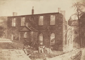 A capela de Lady Glenorchy durante a demolição, no local da estação de Waverley, c. 1846 (foto)