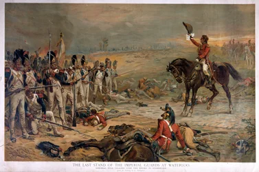 A última resistência da Guarda Imperial em Waterloo, o general Hill apela ao inimigo para se render