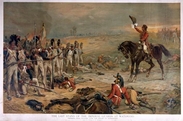 A última posição dos guardas imperiais em Waterloo em 1815 (chromolitho)