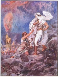 Moisés destrói o Bezerro de Ouro (cor litho)