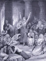 A cerimónia Rajput de Jakhur (holocausto) 1567 d.C. (litografia)