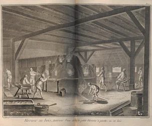 Fabricação de vidro. De Encyclopédie, de Denis Diderot e Jean Le Rond dAlembert, 1751-1765.
