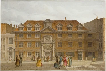 Vista do Blackwell Hall na King Street, cidade de Londres, 1819.