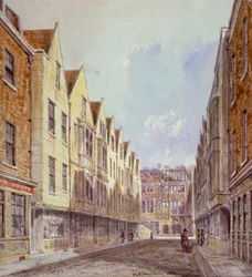 Vista da Great Winchester Street com Winchester Place visível à distância, Londres, 1839.