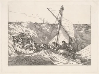 Barco em uma tempestade no mar