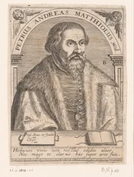 Retrato de Pietro Andrea Mattioli Peter Andrew Matthews Med. (título no objeto) Série de retratos de estudiosos dos séculos XV e XVI (título da série)
