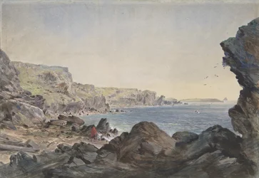 Foilhummerum Bay, Valentia, olhando para o mar a partir do ponto em que o cabo..., 1865-66.
