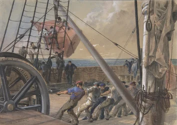 Saindo de uma das grandes bóias para lançamento, 2 de agosto de 1865, 1865.