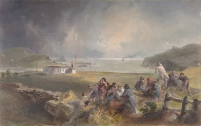 Valentia, Irlanda, do porto, em frente à cidade do cavaleiro, no período de postura..., 1865-66.