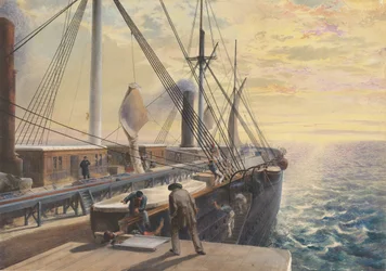 Vista, olhando para trás, do Port Paddle Box of the Great Eastern, mostrando a calha..., 1865-66.