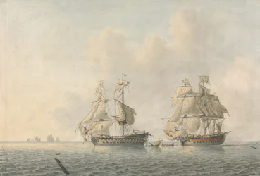 Um homem de guerra inglês a tomar posse de um navio