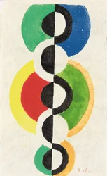 Rythme, c.1932 (guache, aguarela & pincel & tinta em papel Japon nacré)