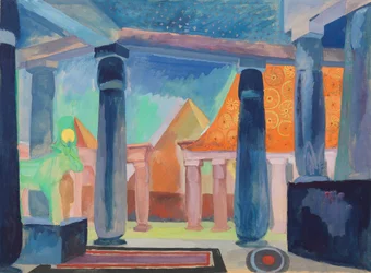 Desenho de palco para Cleopatra, c.1918 (aguarela, guache, tinta metálica, e grafite sobre papel)
