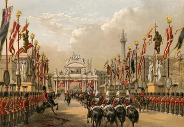 London Bridge, guardada pela Honourable Artillery Company of London, 7 de março de 1863 (gravura)