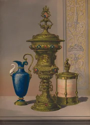 Porca Dourada e Vaso em Prata, Porcelana, Caixão de Charuto, 1863
