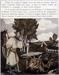 Tristão perto do dragão morto - em "Le Roman de Tristan et Iseult" de Bédier ill. de Robert Engels, ed. de Art, Paris