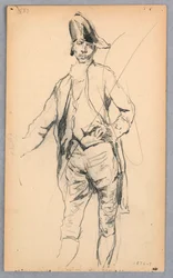 Desenho, Figura masculina de pé em traje do século XVII, 1876-77