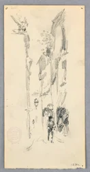 Desenho, Cena de rua, Veneza, 1882