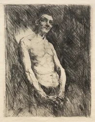Figura masculina seminua, década de 1800.