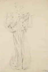 Estudo para Moods to Music, 1893-95 (grafite com lápis amarelo em papel de capa de chuva)