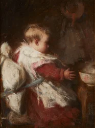 Café da manhã do bebê (óleo sobre tela)