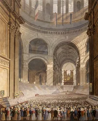 aguarela - Reunião de aniversário das crianças da Caridade na Catedral de S. Paulo