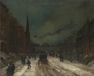 Street Scene with Snow (57th Street, NYC.)