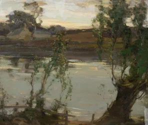 Uma piscina tranquila, noite (óleo sobre tela)