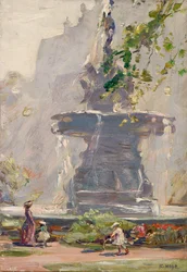 The Fountain, Princes Street Gardens, Edimburgo (óleo a bordo)
