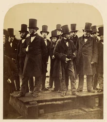 I. K. Brunel e outros observando a tentativa de lançamento do «Great Eastern»