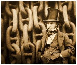 Isambard Kingdom Brunel pelas cadeias de lançamento do SS Great Eastern, 1857