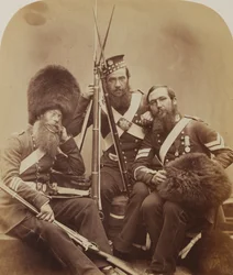 Reynolds, Temple e Judd, guardas escoceses dos Fusiliers