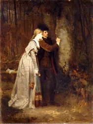 Amantes em um bosque silvestre,