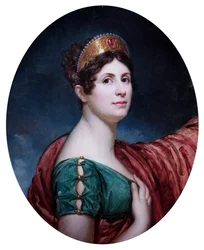 Um traje de Lady In Court, Said To Be The Imperatriz Josephine, c19th (óleo sobre tela)