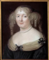 Retrato de Marie de Rabutin-Chantal (Rabutin Chantal), Marquise de Sevigne dit Madame de Sevigne (1626-1696), mulher de letras. Castelo de Rabutin Ocupado. Pintura de Robert Nanteuil (1623-1678). Musee Carnavalet.