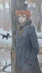 Uma prostituta numa floresta no inverno